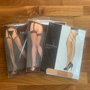 Leg Avenue White and Tan Hosiery Fishnet Garter Faux tattoo Collection